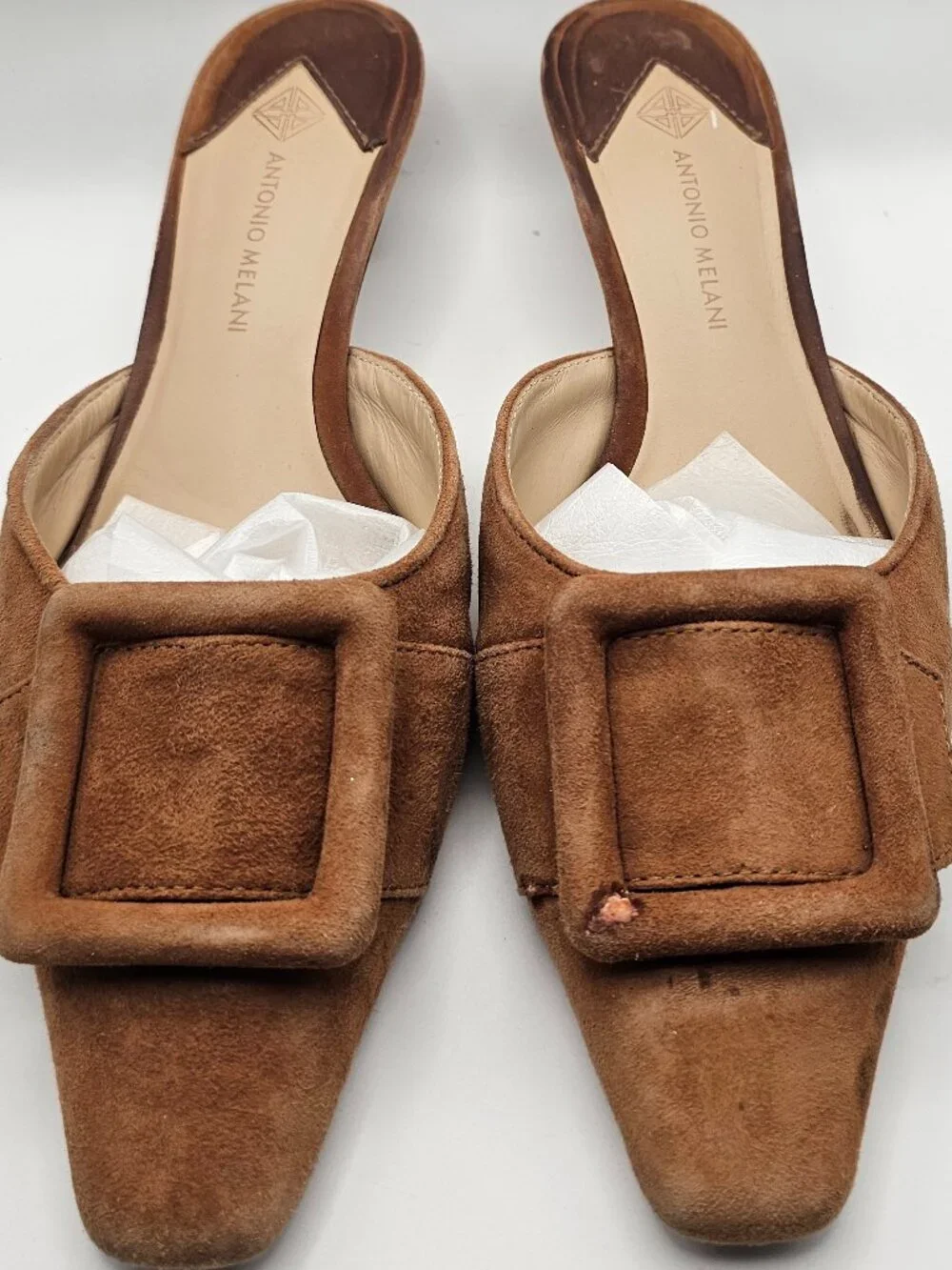 Antonio Melani “Kendra” Suede Buckle Detail Pointed‑Toe Dress Mules – Size 7M - Picture 2 of 7